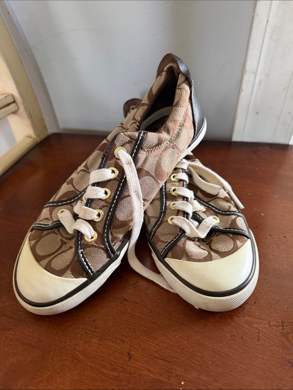 Brown Patterned Canvas Sneakers